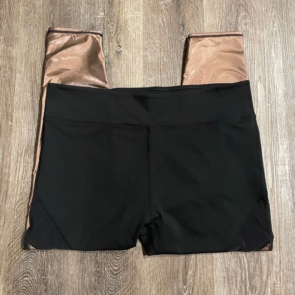 Fabletics Mesh Powerhold Leggings Black/Copper Plus Size: 2X - Picture 7 of 10